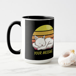 Schlafen mit weißer Katze Tasse