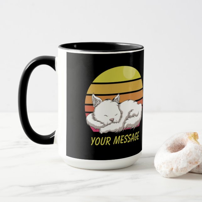 Schlafen mit weißer Katze Tasse (Mit Donut)