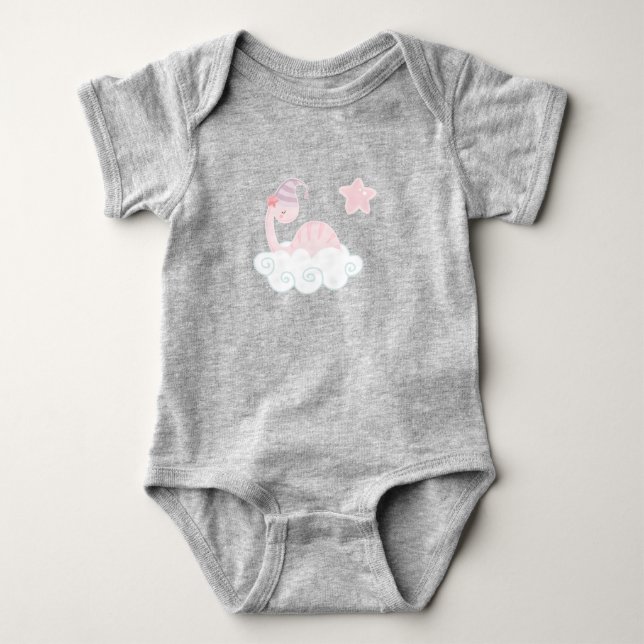 Schlafen Pink Dinosaurier Baby Bodysuit Strampler (Vorderseite)
