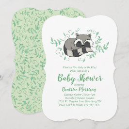 Schlafen Raccoon Babydusche Woodland Einladung