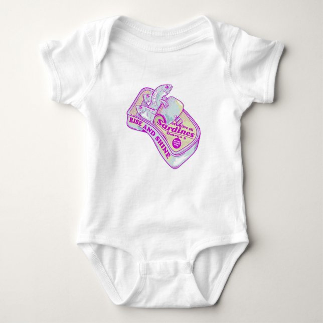 SCHLAFEN SARDINEN RISE UND SCHEIN BABY STRAMPLER (Vorderseite)