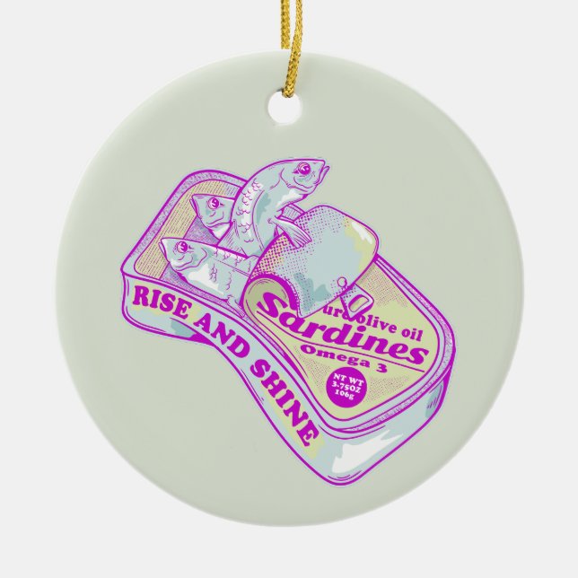 SCHLAFEN SARDINEN RISE UND SCHEIN KERAMIK ORNAMENT (Vorne)