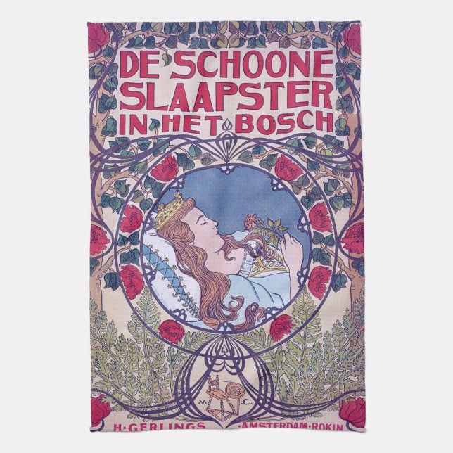 Schlafen Schönheit, Deckkunst, Van Caspel Geschirrtuch (Vertikal)