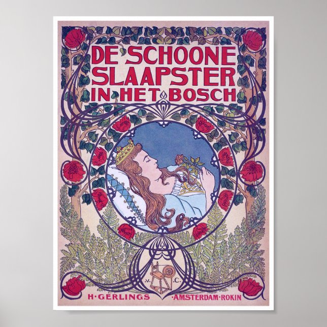 Schlafen Schönheit, Deckkunst, Van Caspel Poster (Vorne)