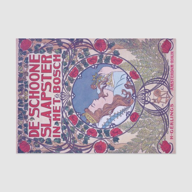 Schlafen Schönheit, Deckkunst, Van Caspel Seidenpapier (Vorderseite)