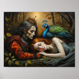 Schlafen Schönheitstal mit Pfau und Prinz Poster