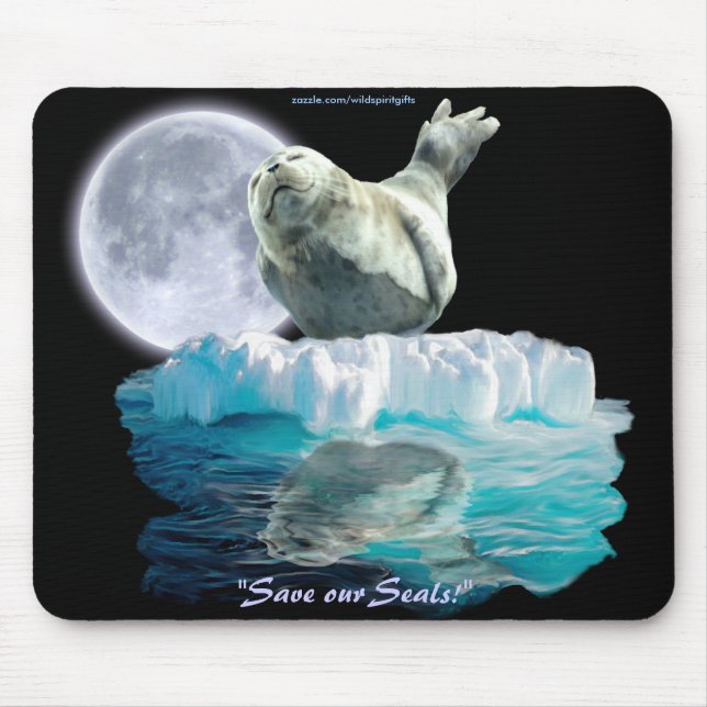 Schlafen Siegel Pup & Moon Wildlife Lover Mousepad (Vorne)