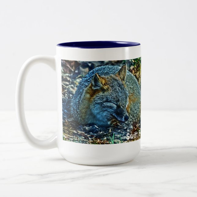 Schlafen Swift Fox Wildlife Art Tee oder Kaffee Ta Zweifarbige Tasse (Links)