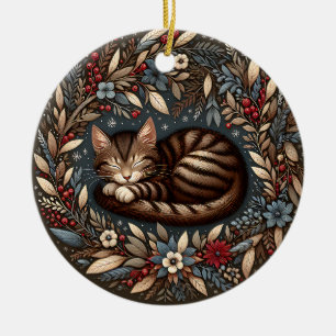 Schlafen Tabby Katze Ornament