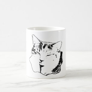 Schlafen Tabby Katze Schwarz & Weiß Tasse