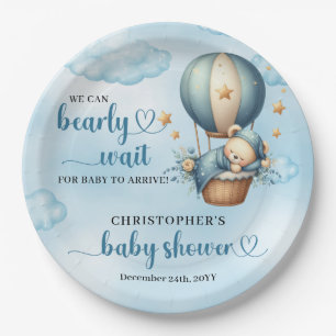 Schlafen Teddy Bär Boy Baby Dusche warten Pappteller