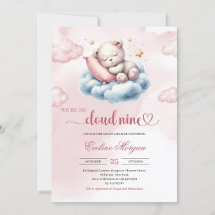 Schlafen Teddybär Wolke neun Mädchen Dusche Einladung