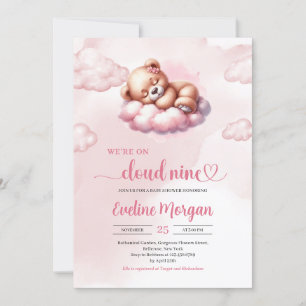Schlafen Teddybär Wolke neun Mädchen Dusche Einladung