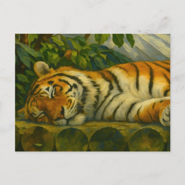Schlafen Tiger auf Holzfällern Postkarte (Vorderseite)