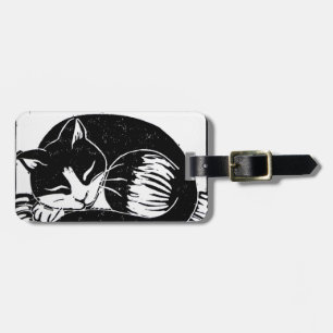 Schlafen Tuxedo Katze Tag Gepäckanhänger