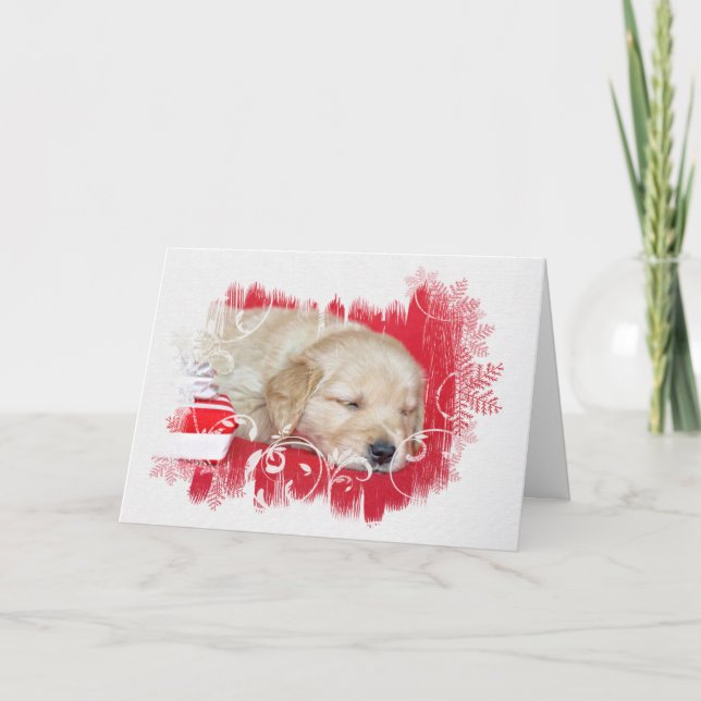 Schlafen Weihnachten Golden Retriever Karte (Vorderseite)