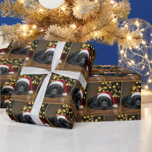 Schlafen Weihnachten Schwarzer Labrador Retriever Geschenkpapier