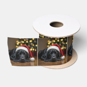 Schlafen Weihnachten Schwarzer Labrador Retriever Satinband