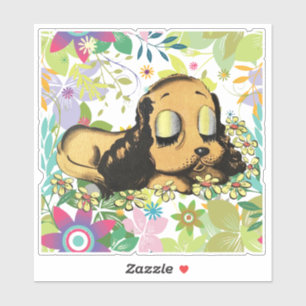 Schlafen Welpe Dog Cartoon Tiere Art Aufkleber