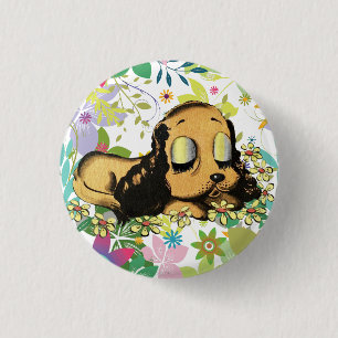 Schlafen Welpe Dog Cartoon Tiere Art Button
