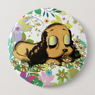 Schlafen Welpe Dog Cartoon Tiere Art Button