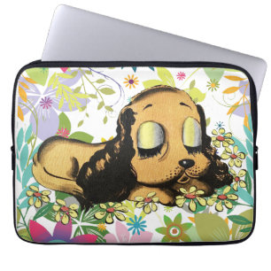 Schlafen Welpe Dog Cartoon Tiere Art Laptopschutzhülle
