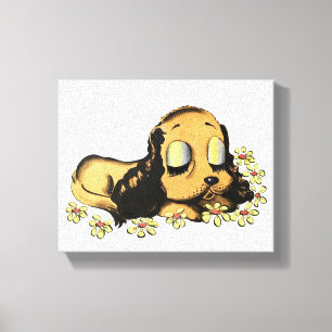 Schlafen Welpe Dog Cartoon Tiere Art Leinwanddruck