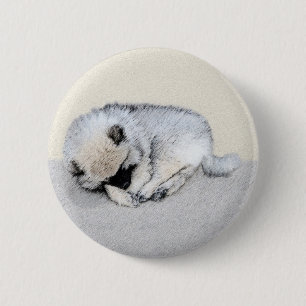 Schlafen Welpenmalerei Original Hundekunst Button
