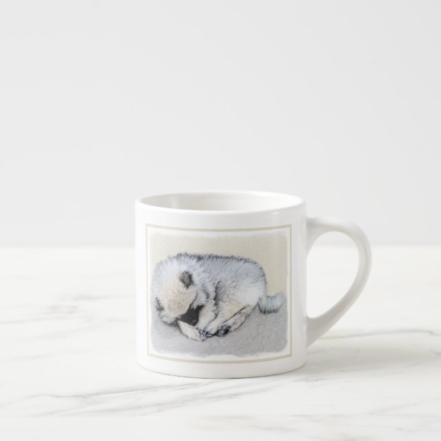 Schlafen Welpenmalerei Original Hundekunst Espressotasse (Rechts)