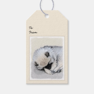 Schlafen Welpenmalerei Original Hundekunst Geschenkanhänger