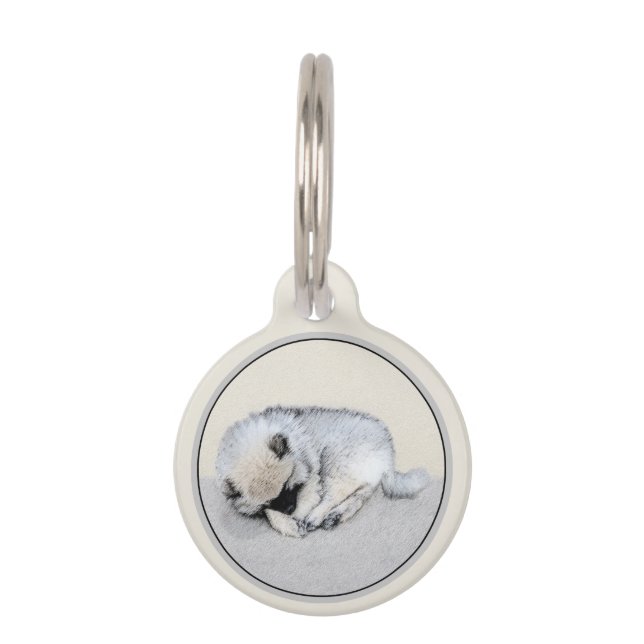 Schlafen Welpenmalerei Original Hundekunst Haustiermarke (Vorderseite)