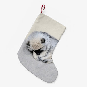 Schlafen Welpenmalerei Original Hundekunst Kleiner Weihnachtsstrumpf