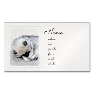 Schlafen Welpenmalerei Original Hundekunst Magnetische Visitenkarte