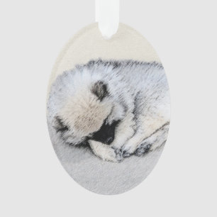Schlafen Welpenmalerei Original Hundekunst Ornament