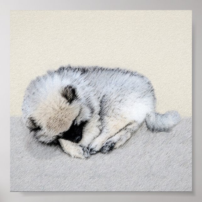 Schlafen Welpenmalerei Original Hundekunst Poster (Vorne)
