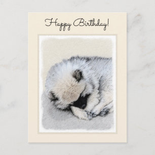 Schlafen Welpenmalerei Original Hundekunst Postkarte