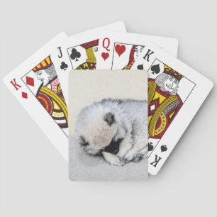 Schlafen Welpenmalerei Original Hundekunst Spielkarten
