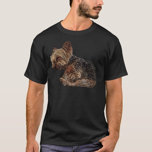 Schlafen Yorkie T-Shirt (Vorderseite)