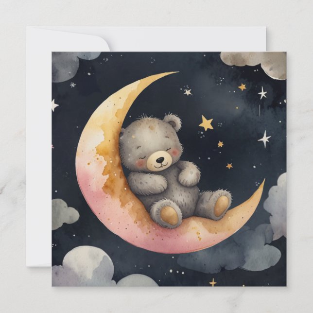 Schläfenbär auf dem Mond Einladung (Vorderseite)