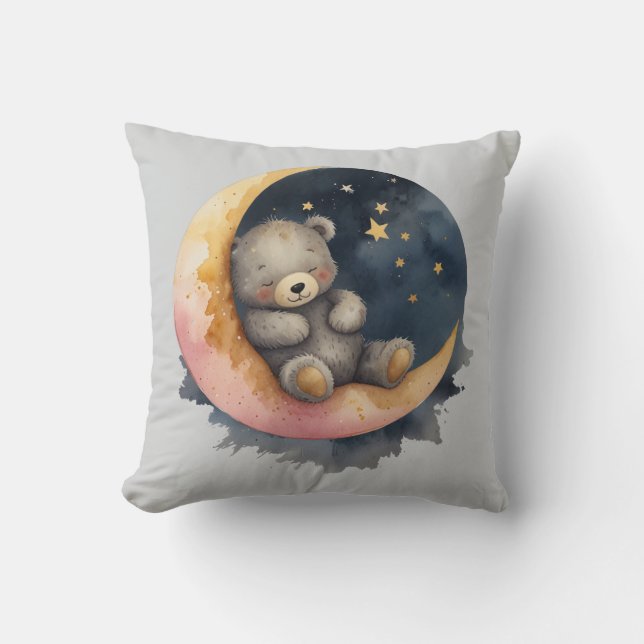 Schläfenbär auf dem Mond Kissen (Vorderseite)