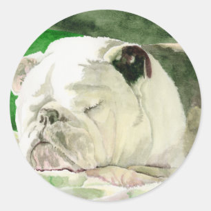 Schlafenbulldoggen-Aufkleber Runder Aufkleber
