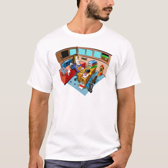 Schlafend am Computer T-Shirt (Vorderseite)