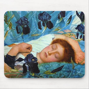 Schlafend in den Schwertlilien Mousepad