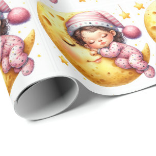 Schlafend mit dem Mond Baby Shower Neugeborenes Mä Geschenkpapier