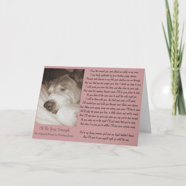 Schlafende alte Akita Hund Beileid-Gedicht Karte (Vorderseite)