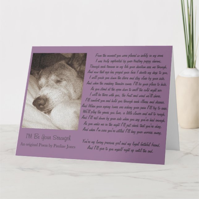 Schlafende alte akita Hund Tier Beileid Gedicht gr Karte (Vorderseite)