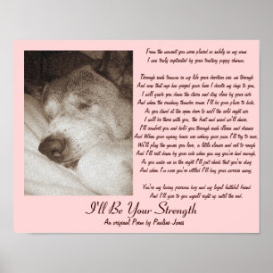 Schlafende alte Akita Hund Tier Beileid Gedicht Poster