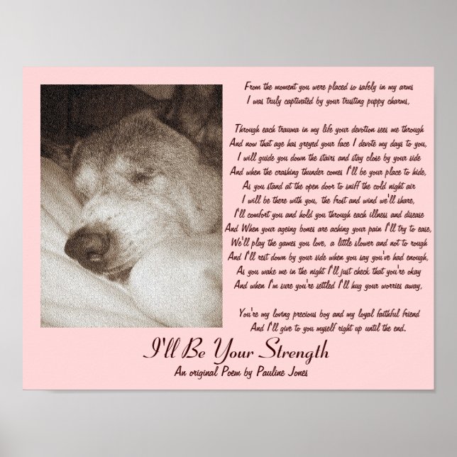 Schlafende alte Akita Hund Tier Beileid Gedicht Poster (Vorne)