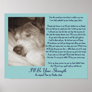Schlafende alte Akita Hund Tier Beileid Gedicht Poster