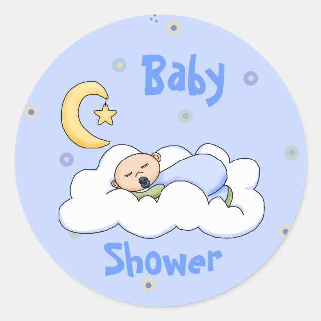 Schlafende Baby Boy Dusche Umschlag Aufkleber (Vorderseite)